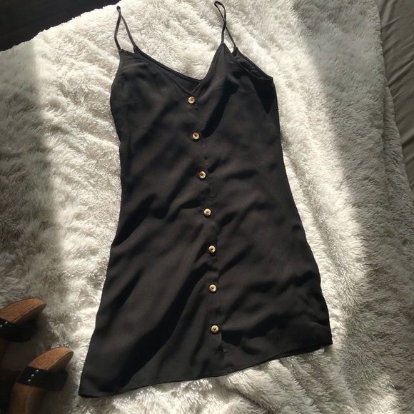 Black Button Down Dress - Picture 1 of 4
